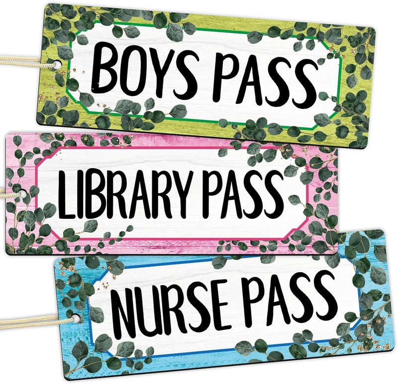 WorldBazaar Eucalyptus Magnetic Bathroom Passes for Classrooms 6PCS Classroom Hall Pass for Student Library Office Nurse Boy Girl Reusable Waterproof Classroom Elementary Middle School Supplies - Image 2